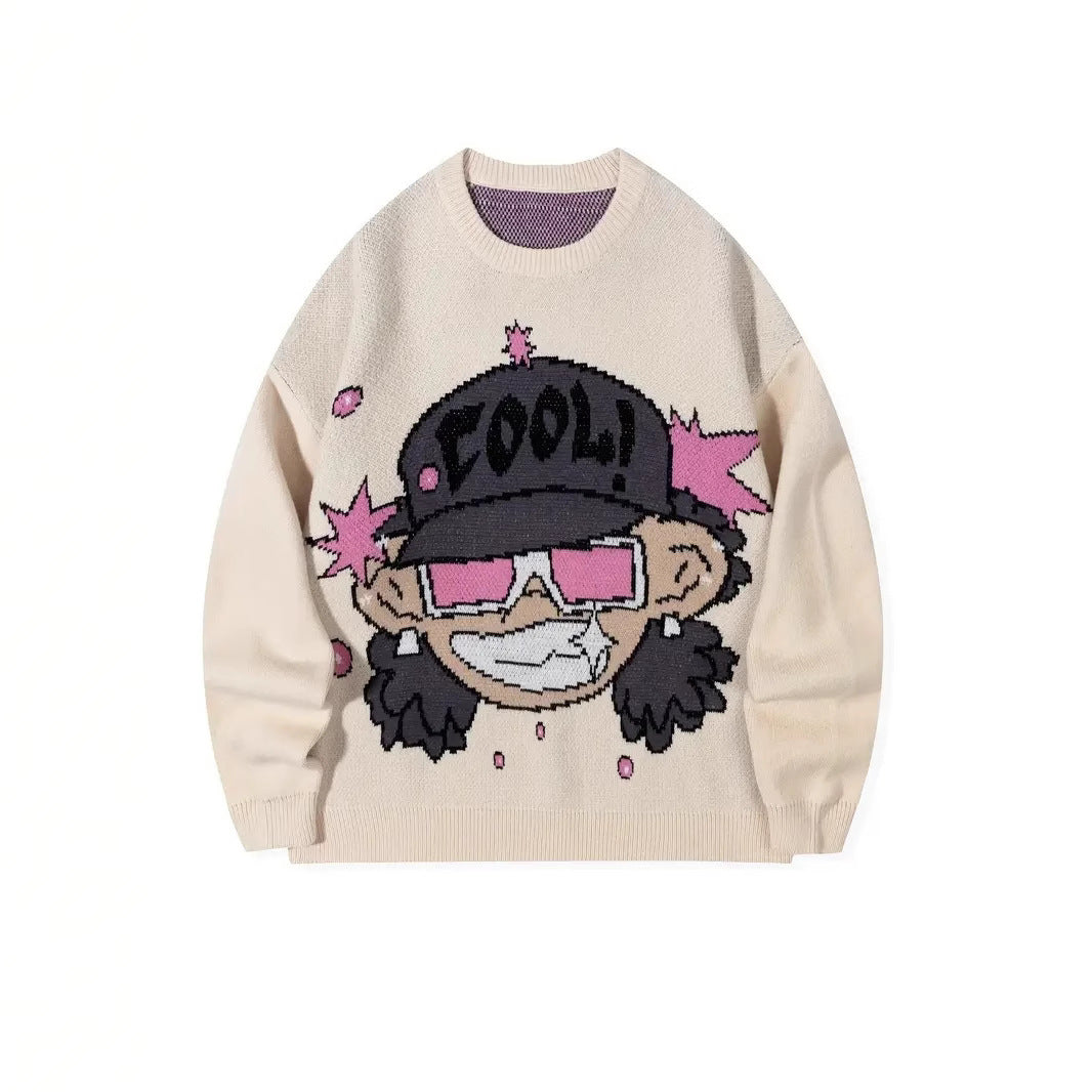 Trendy Women's Cartoon Jacquard Pullover Sweater