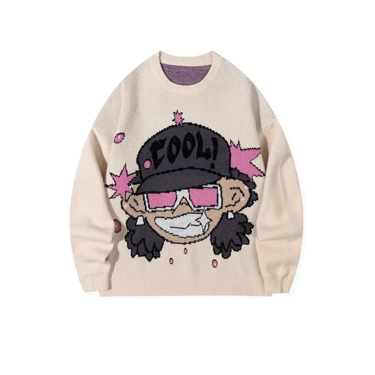 Trendy Women's Cartoon Jacquard Pullover Sweater