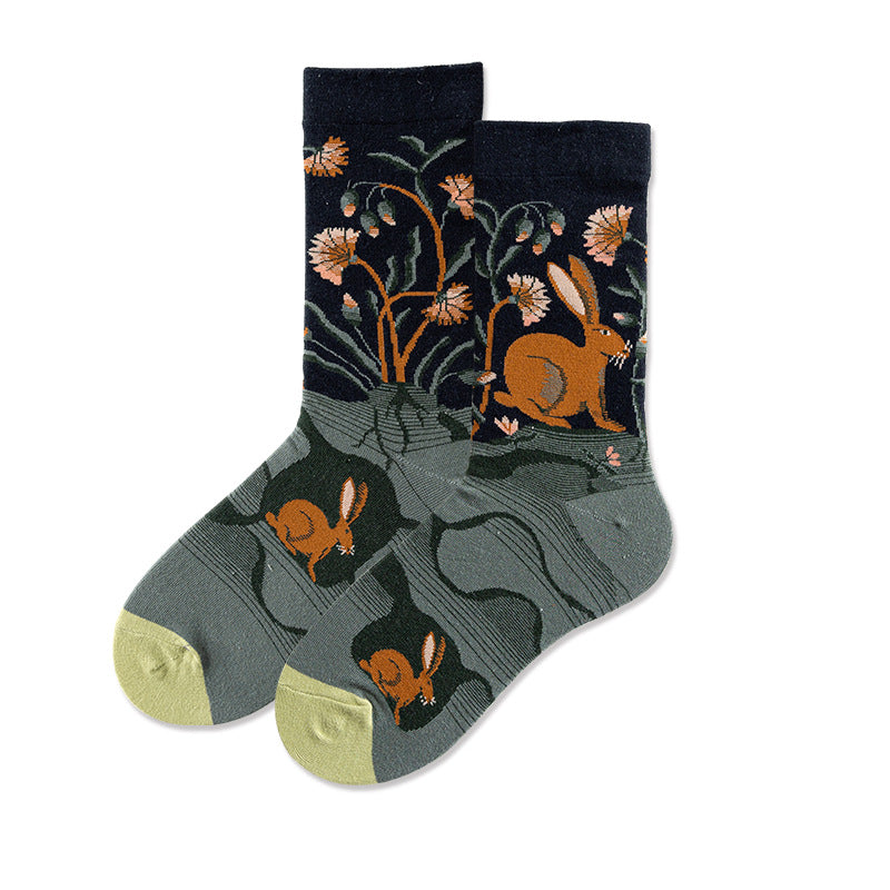 Literary Women Stockings Trend Illustration Color Socks