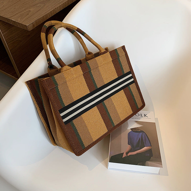 New Fashion Plaid Large Capacity Canvas Tote Bag