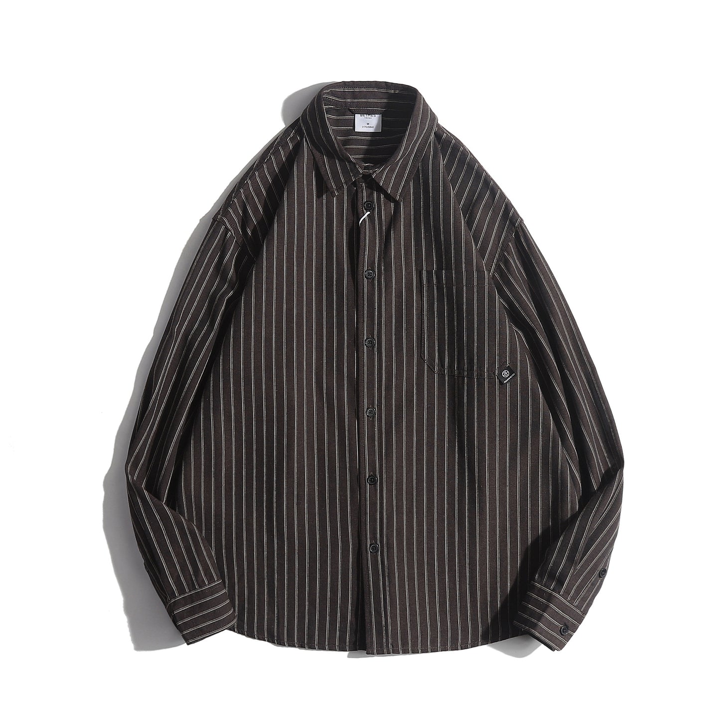 Retro Casual Loose Striped Men's Lapel Long Sleeve Shirt