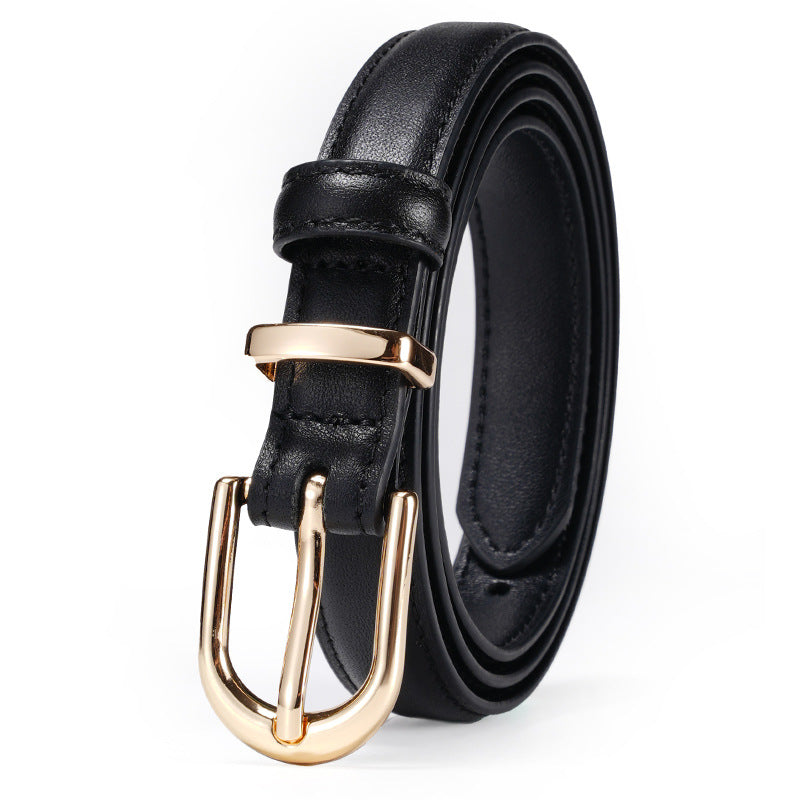Women's First Layer Cowhide Pin Buckle Korean Style Trendy All-matching