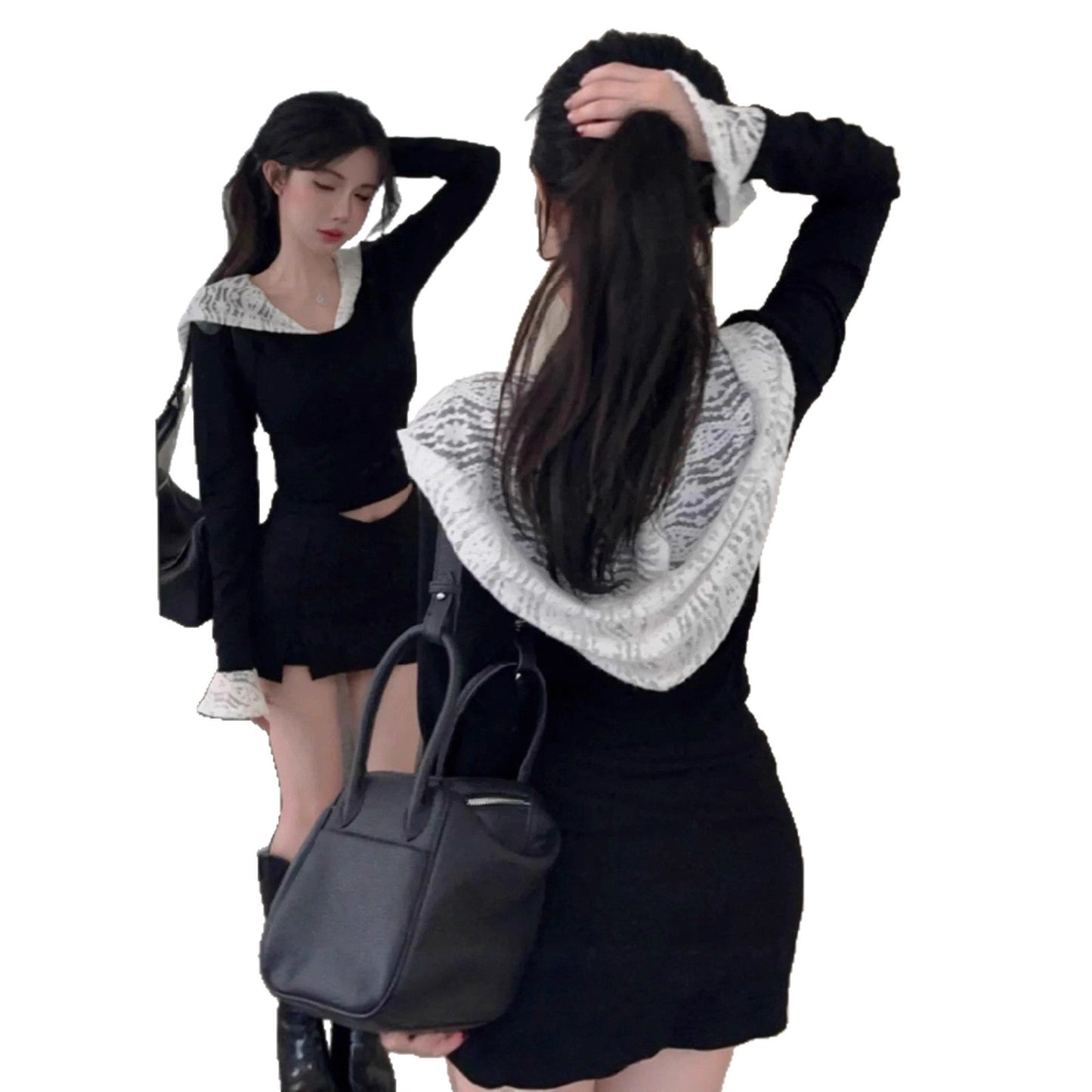 Hooded Lace Long-sleeve Sexy Versatile