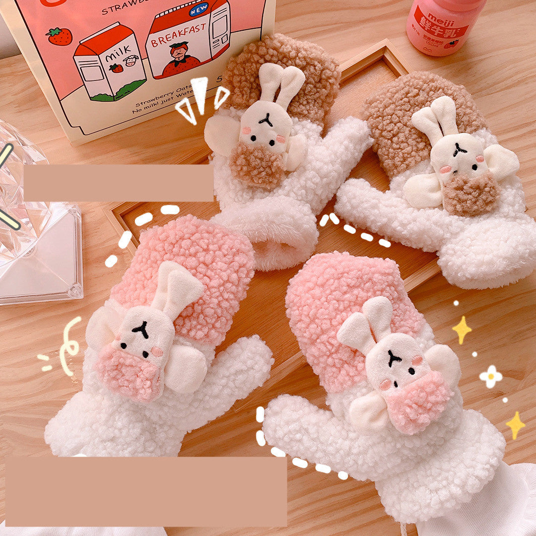 Cute Plush Cartoon Thick Cotton Gloves