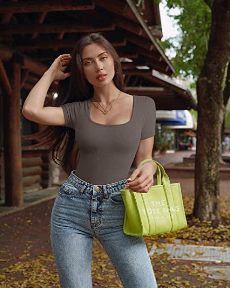 Sunken Stripe Square Collar Short Sleeve Tight Jumpsuit