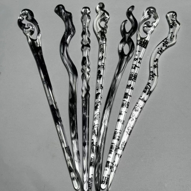Elegant Chinese-style Hairpin In Traditional Chinese Ink-wash Style