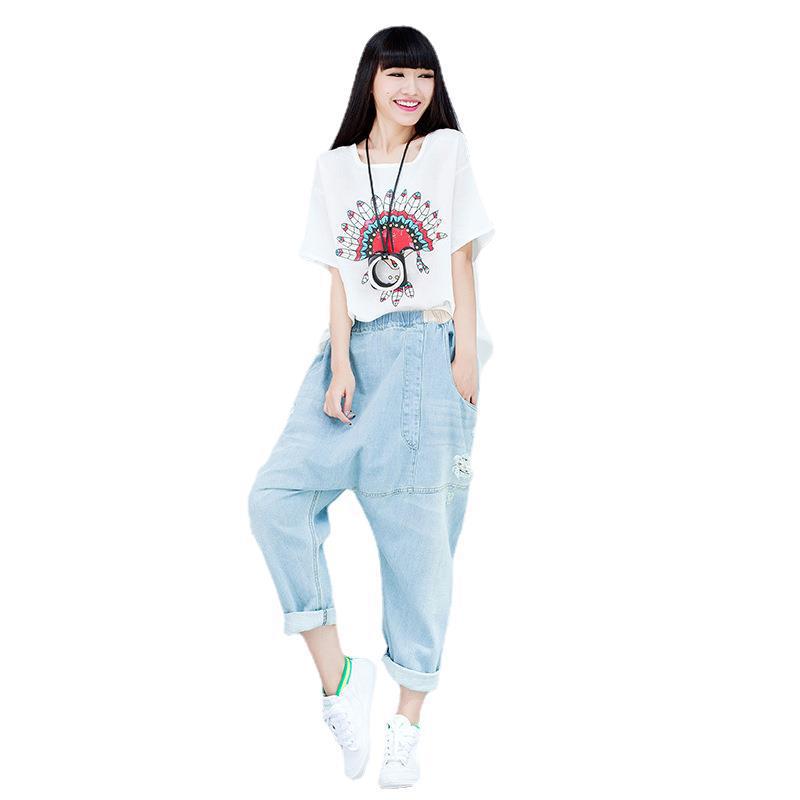 Baggy Pants Big Crotch Pants Loose Personality Hole Irregularly Slimming