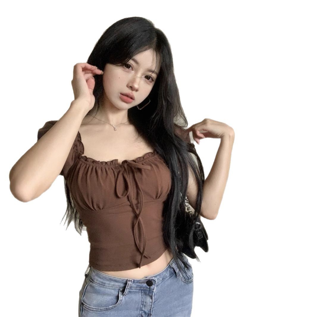Short Hot Girl Puff Sleeve Unique Small Top