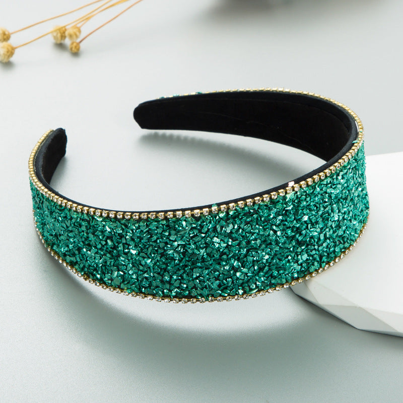 Shiny Diamond-encrusted Wide-brimmed Korean Style High Sense Face Wash Hair Band