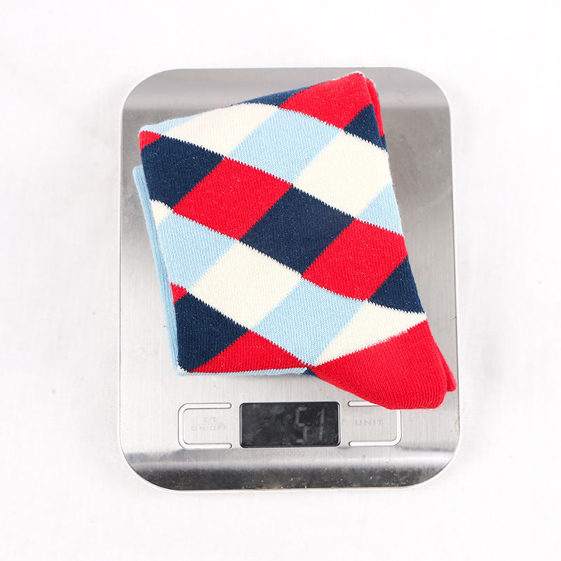 British Style Plaid Retro Contrast Color Harajuku Street Hipster Men's Cotton Socks