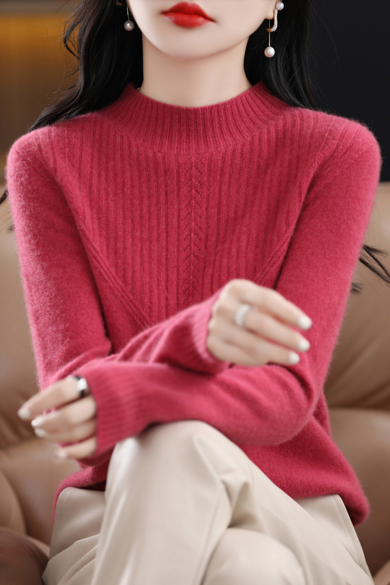 Front Line Færdiglavet Tøj Uld Halv Turtleneck Udhulet Sweater Underdel Top