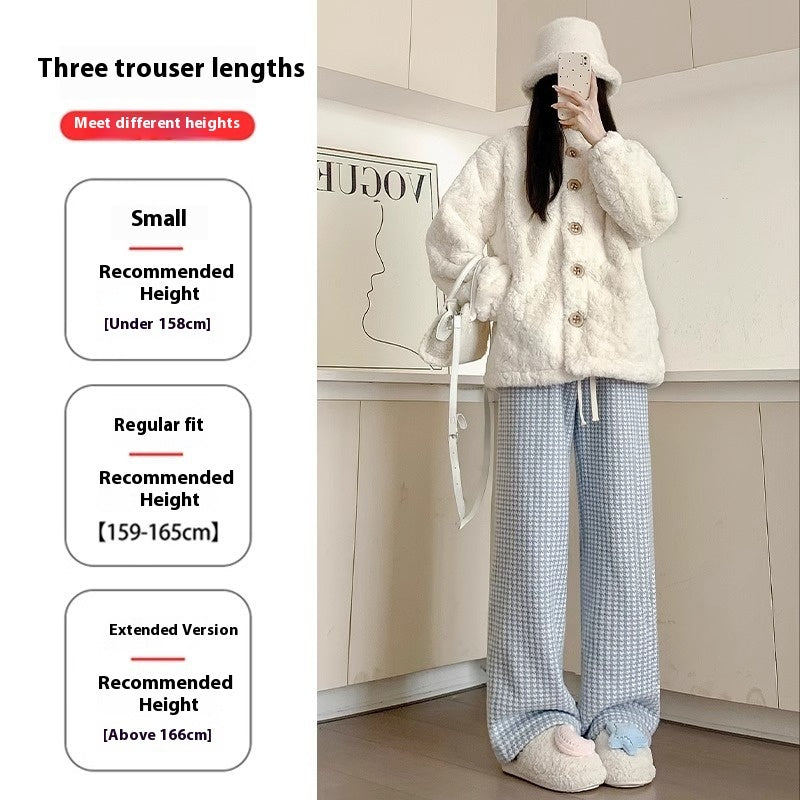 Slankende Lammuld Houndstooth Casual Vidde Bukser