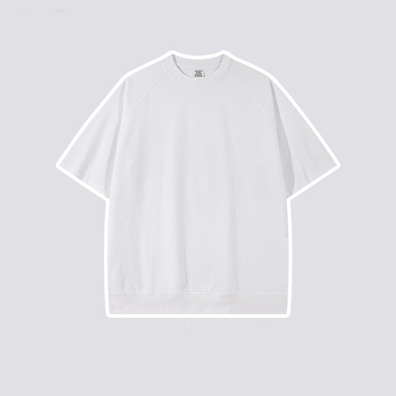 Bullhorn Sleeves Heavyweight White T Loose Short-sleeved European And American Retro High Street Tide T-shirt