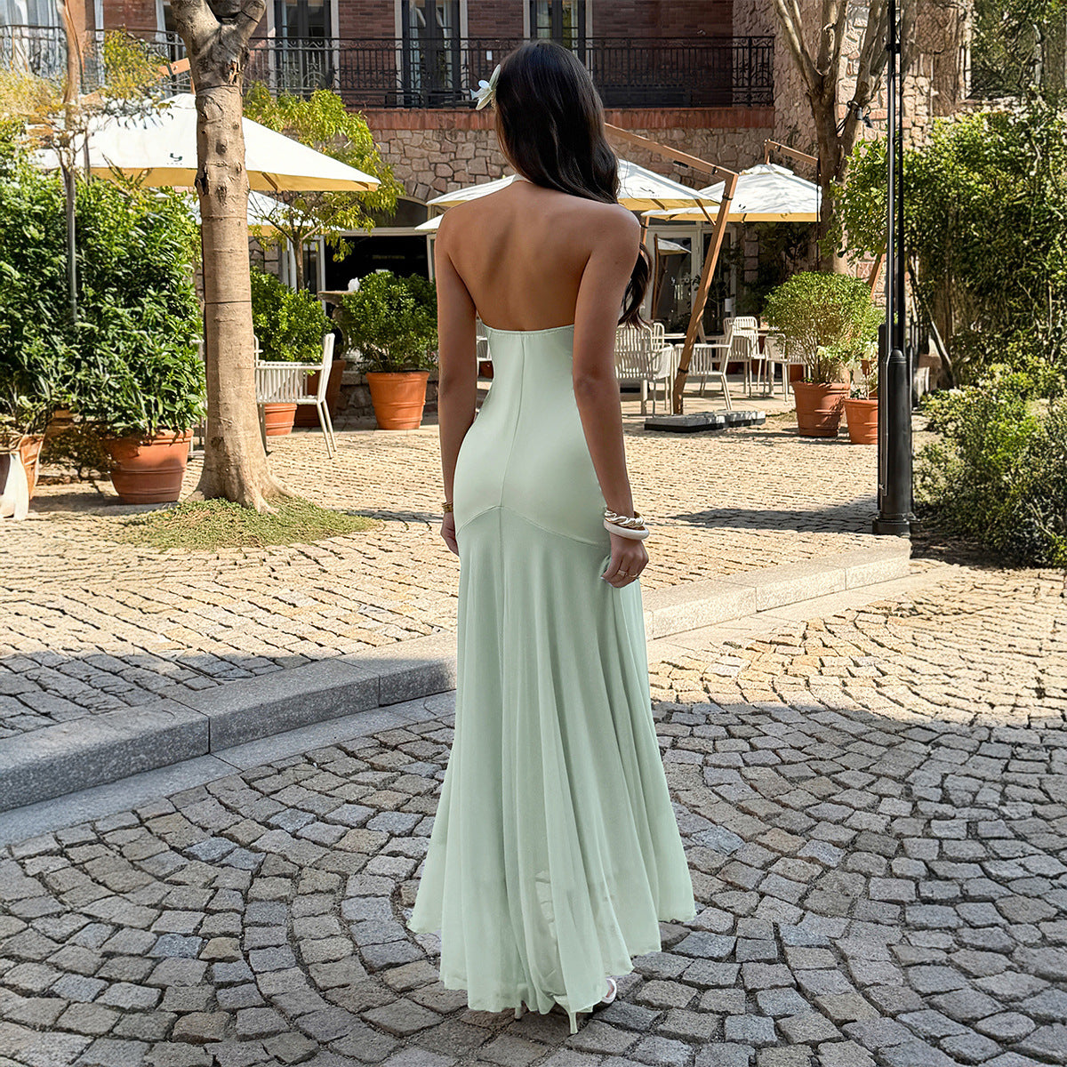 Fitted Waist V Neck Sheath Dress