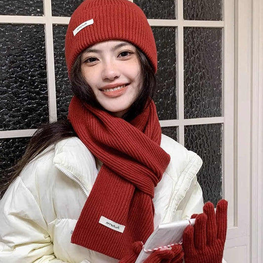 Winter 3-piece Set In Solid Color With Extra Padding For Warmth