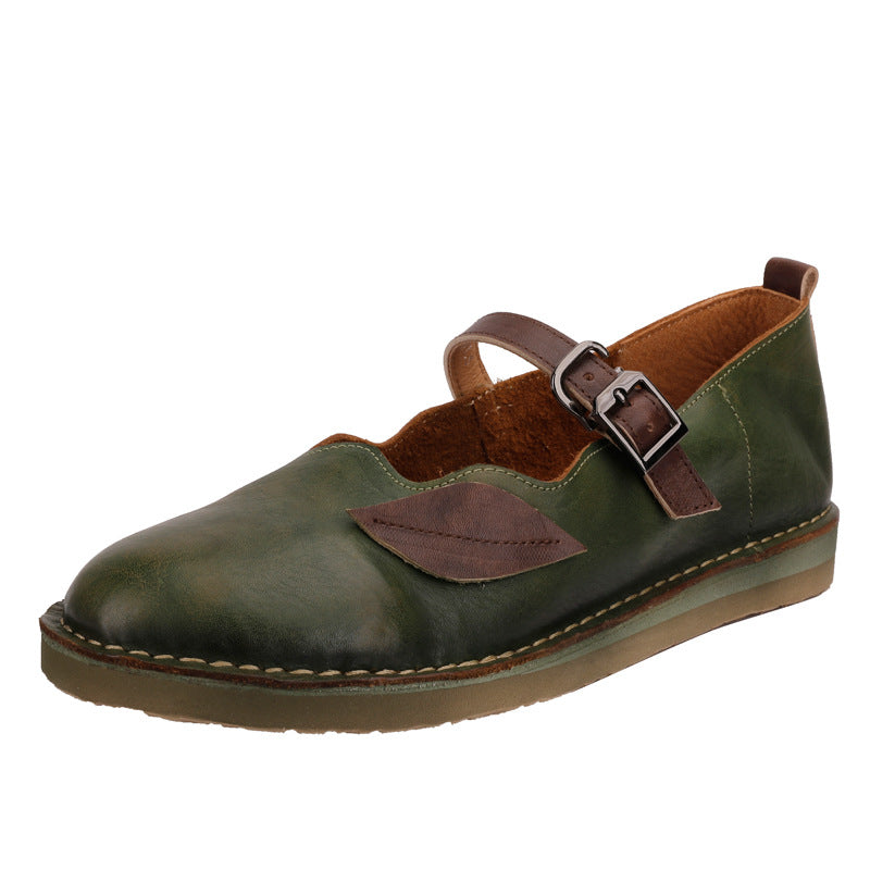 Spring And Summer New Round Head Shallow Mouth Retro Women's Shoes
