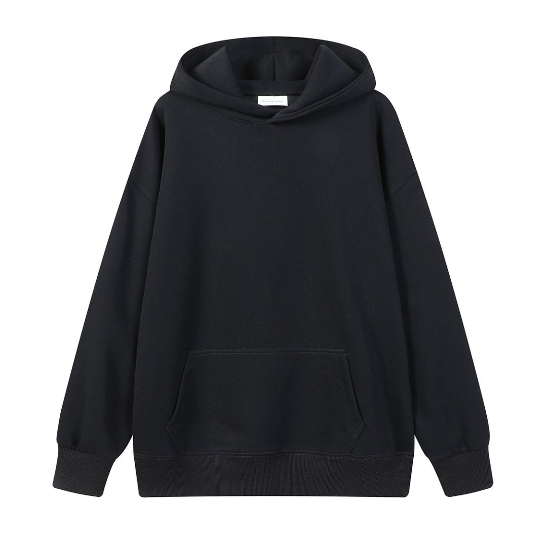 Loose-fit Drop-shoulder Design Solid-color Everyday Casual Hoodie