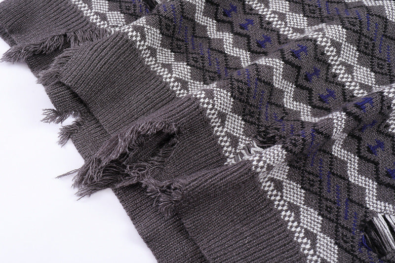Men's Autumn And Winter Torn Jacket Jacquard Color Matching
