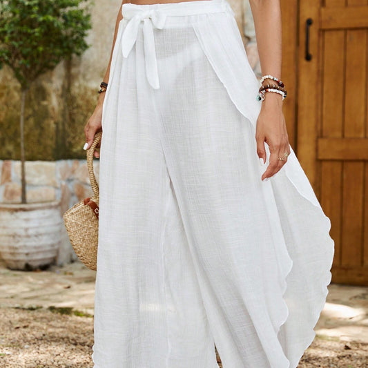 Beach Sun Protection Clothing Sexy Lace-up Wide Leg Pants