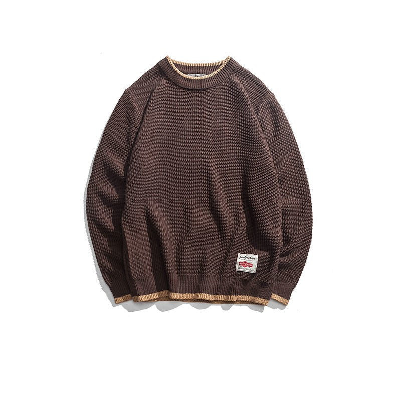 Rundhalset tyk uldsweater strik løs mænd
