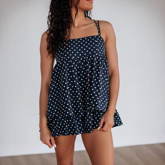 European And American Printed Elegant Suspender Jumpsuit
