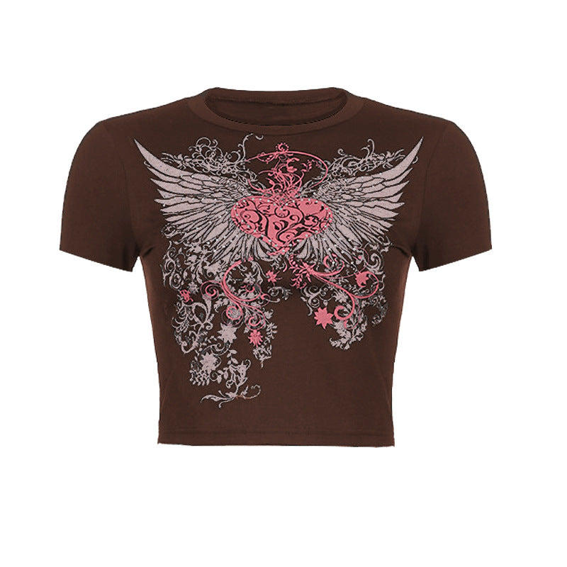 Round Neck Short Sleeve Top Temperament Pullover Slim Fit T-Shirt