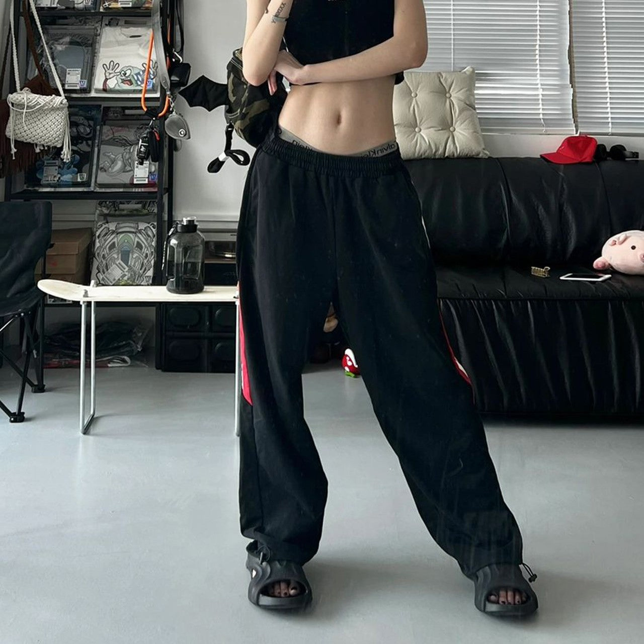 Side Striped Contrasting Sports Casual Pants