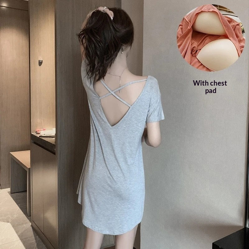Summer Thin Homewear Cross-Back Mid-Length Skirt