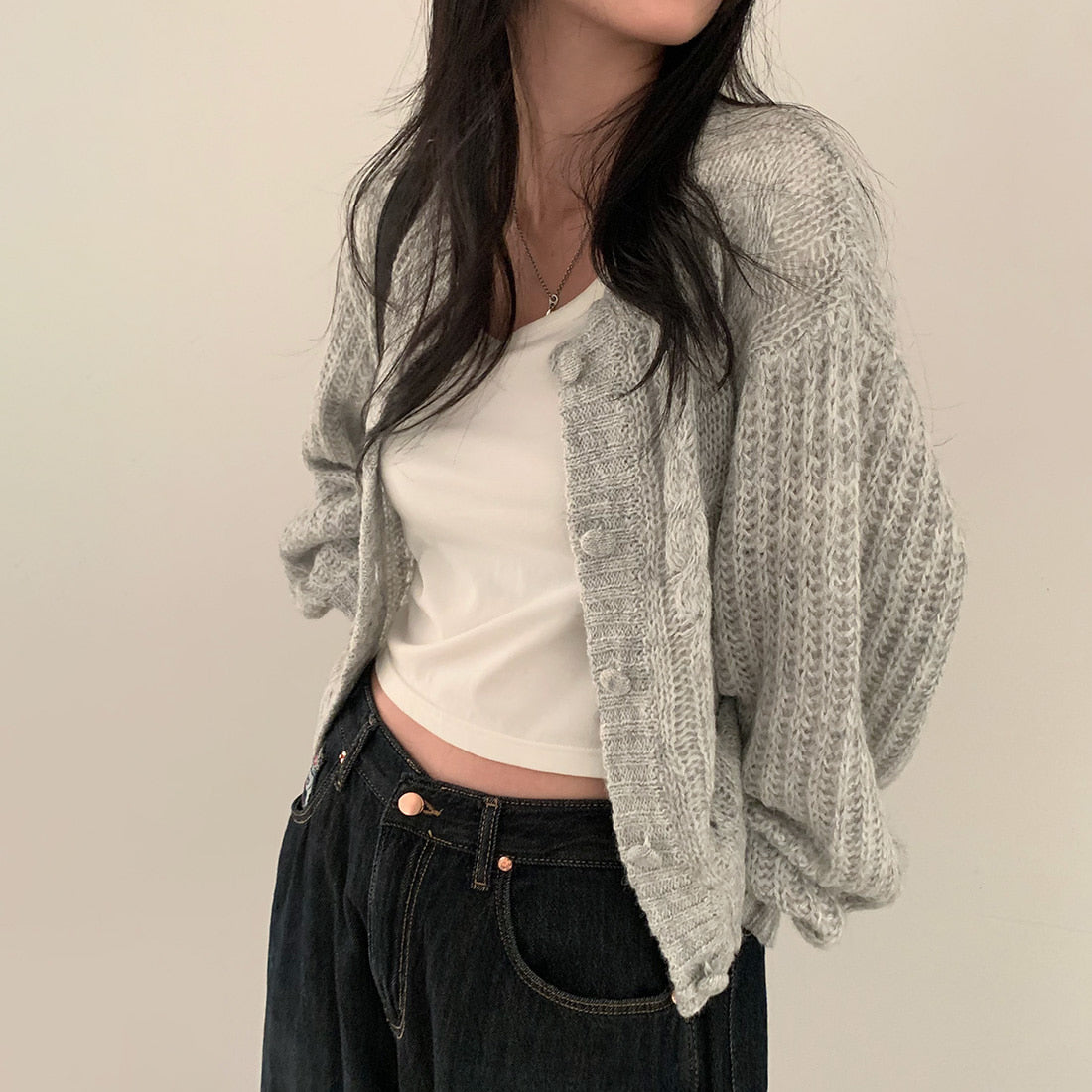 Retro Løs Stil Sweaterjakke Vinter til Kvinder