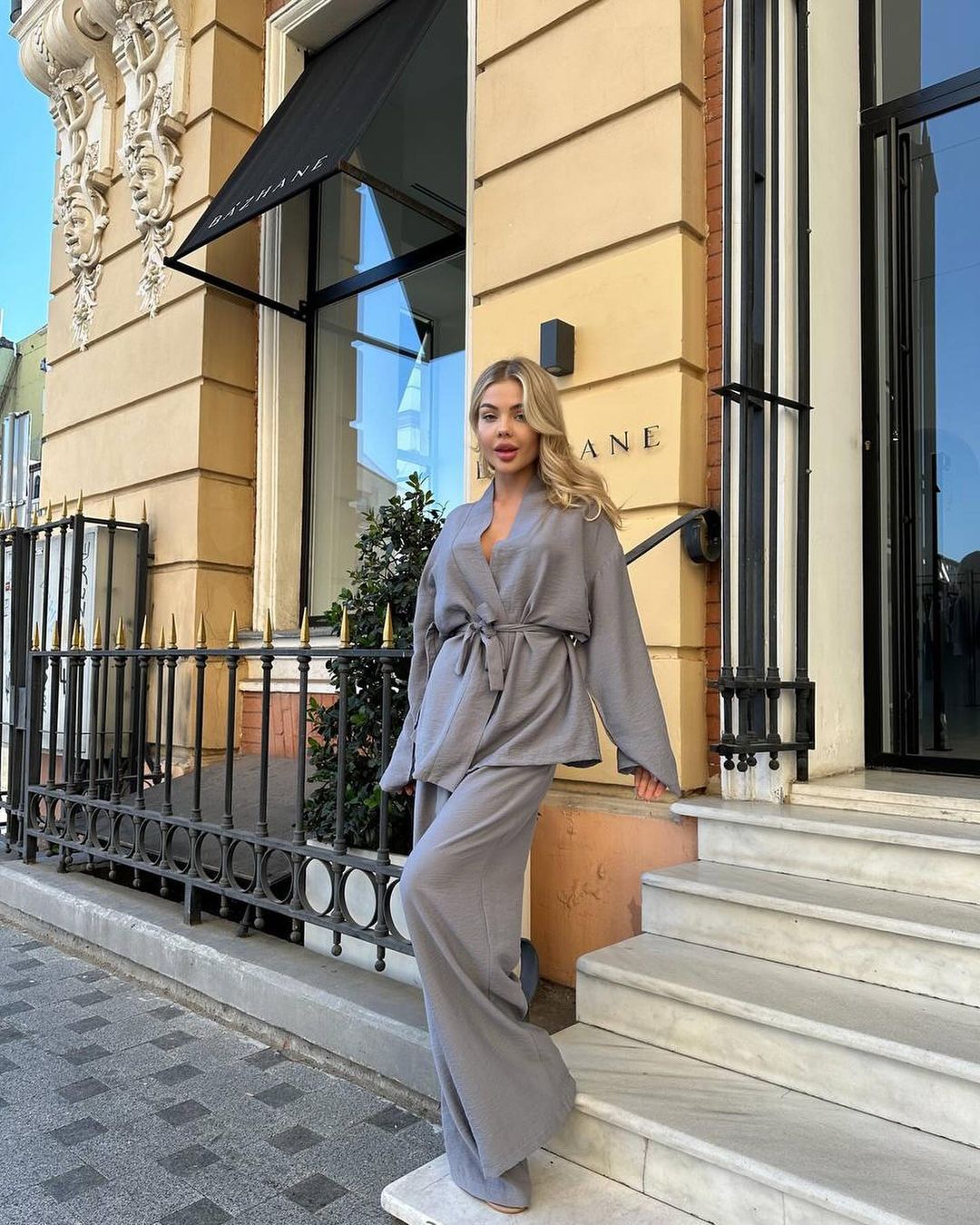 Euro-American-style Autumnwinter Long-sleeve Striped Pants