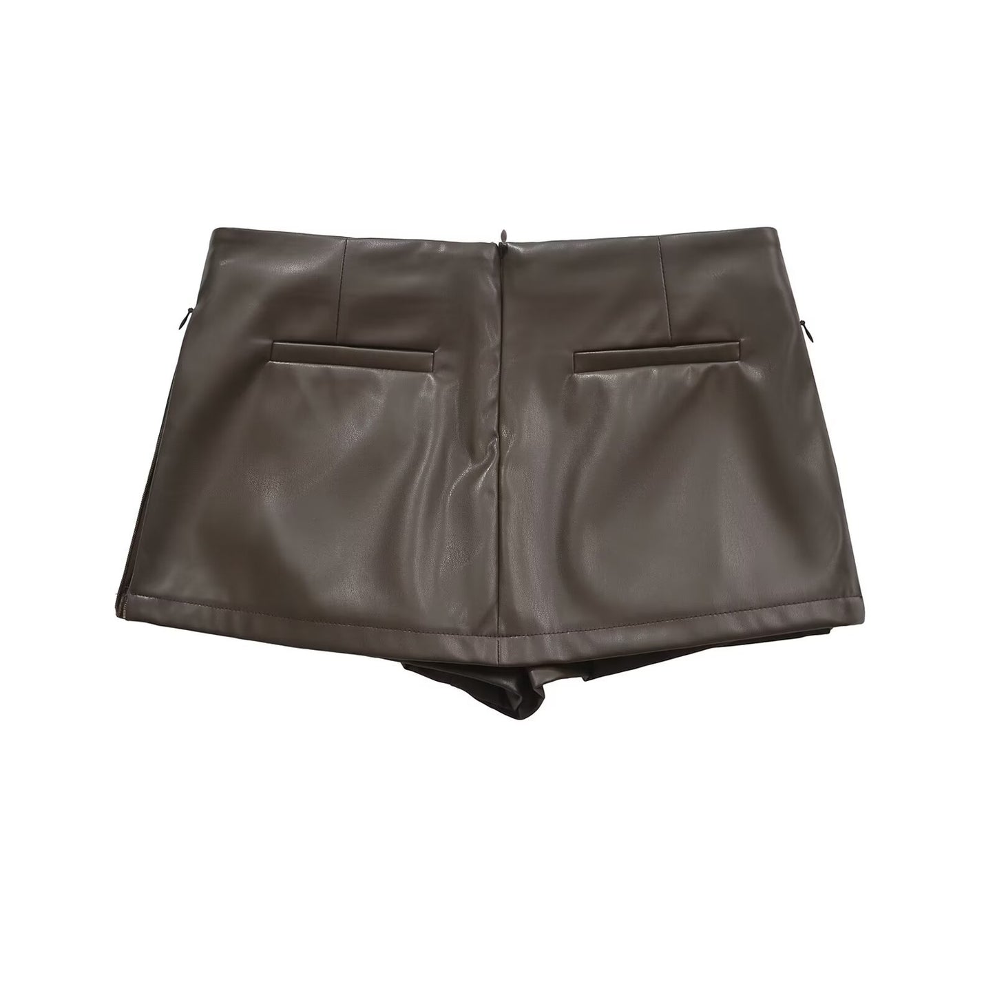 Low Waist Mini Zipper PU Leather Hip Skirt