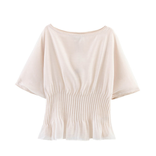 Women's Knitted Transparent Organza Patchwork Top