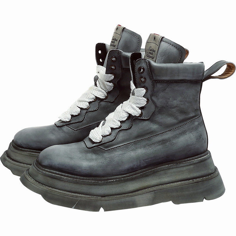 Thick Soled Retro Distressed High-top Casual Sneakers