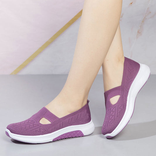 Dameskinnere Sko Forårstil Blød Bund Casual Pumps Fluevævede Mesh Morsko
