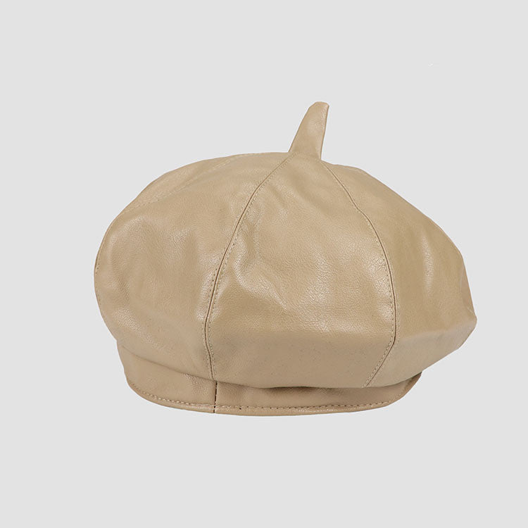 Women's English Vintage Leather Octagonal Hat