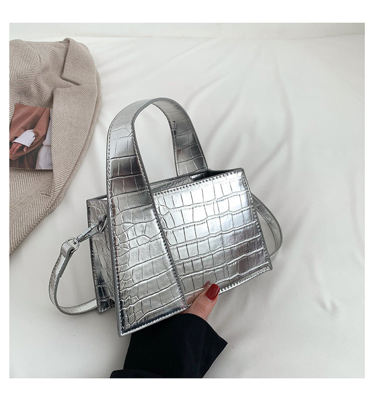 Square Handbag Solid Color Trendy Shoulder Bag