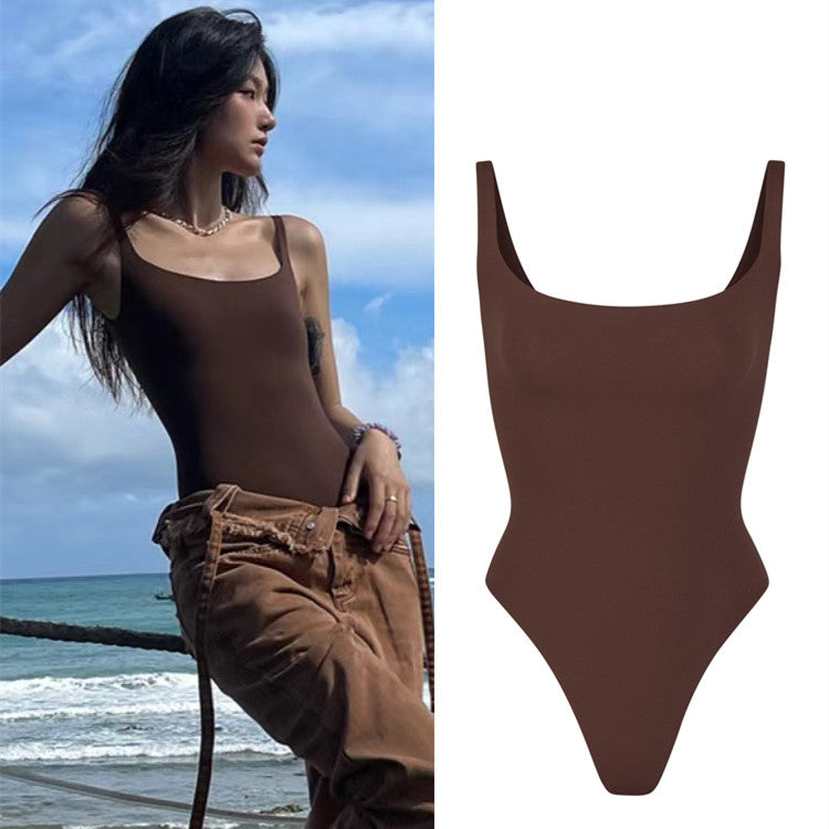 Pure Color Tight Corset Jumpsuit Vest Women's Slim Fit Slimming Inner Bottoming Top Sling