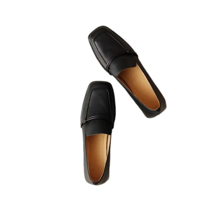 Spring And Autumn New Square Head Women's Chunky Heels Fashion British Style