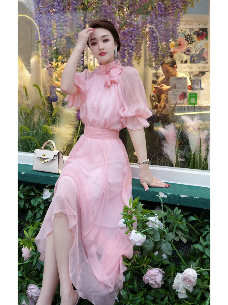 Waistband Gentle Fairy Exquisite French Long Dress