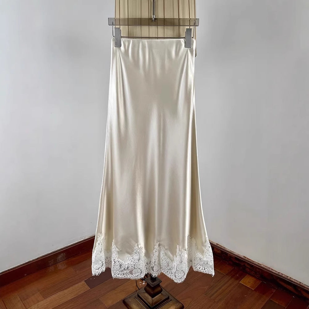 Elegant Lace Stitching Hip Long Dress For Women