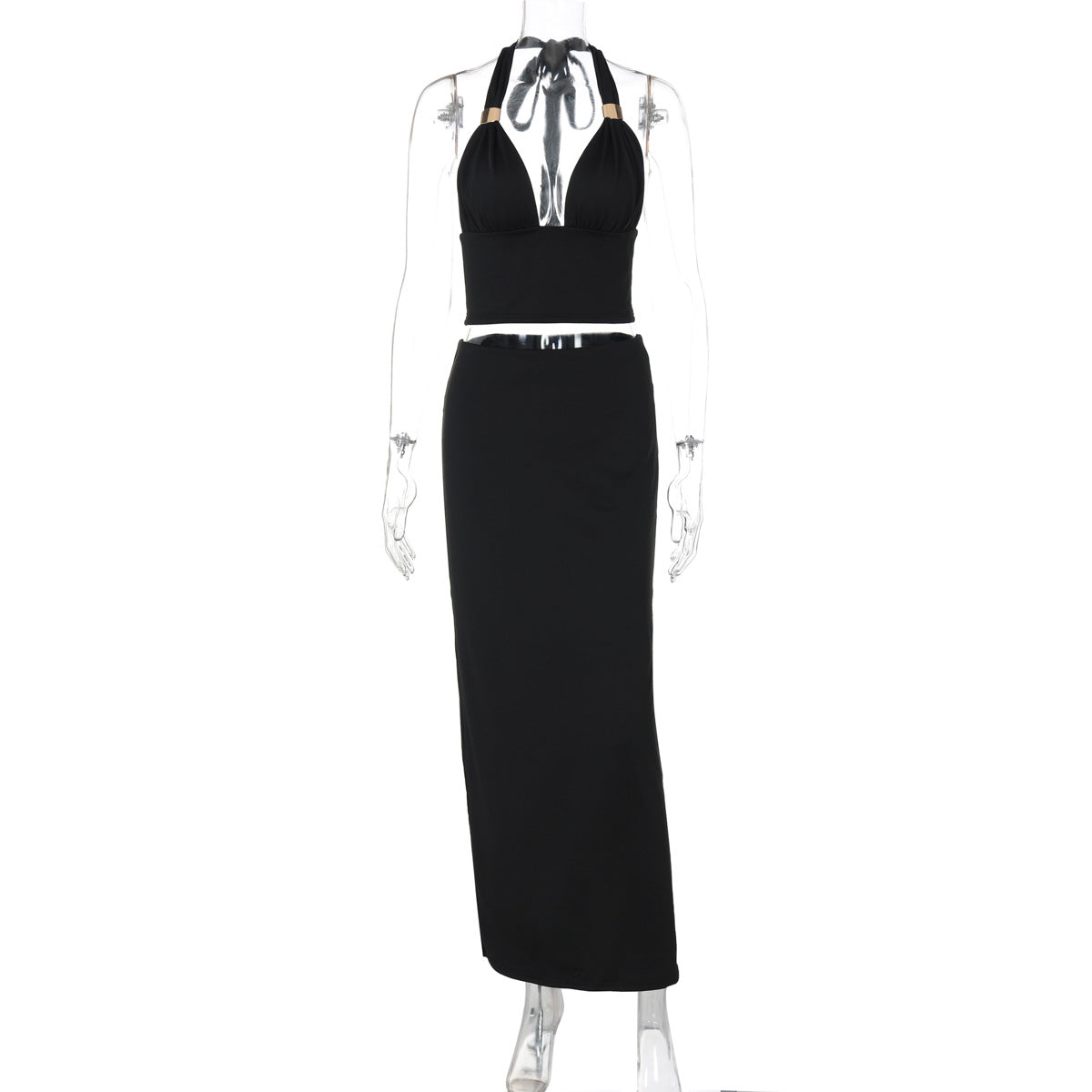 Women's Fashionable Tube Top And Figure-hugging Skirt Set