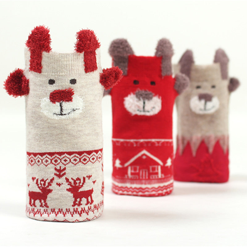 Christmas  Theme Red Natal Year Socks
