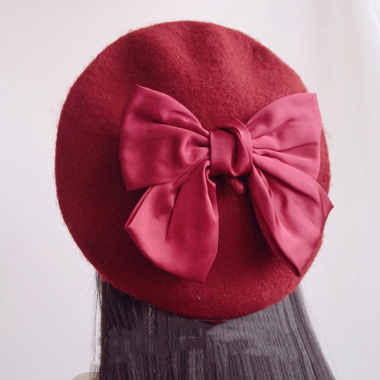 Women's Fashion Big Bow Wool Beret