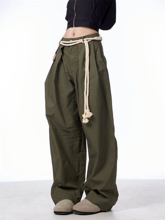 Retro Casual Pants Female Texture Machete Design