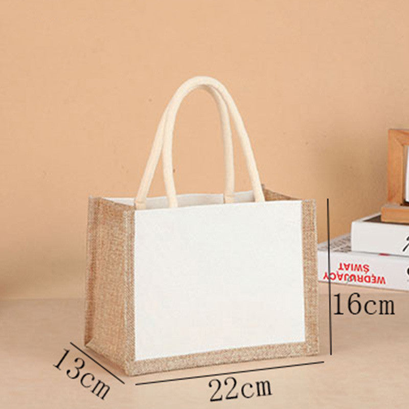 Burlap Hand Painted Canvas Linen Tote Bag