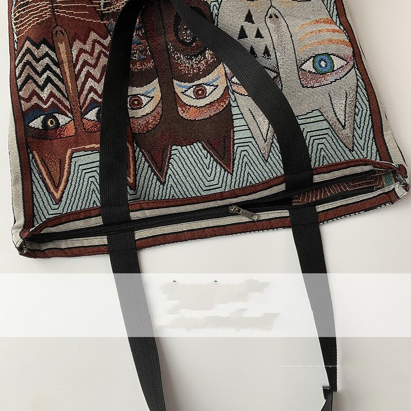 European Style Printed Canvas Large Capacity Handbag