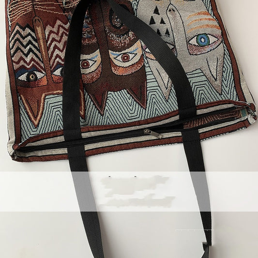 European Style Printed Canvas Large Capacity Handbag