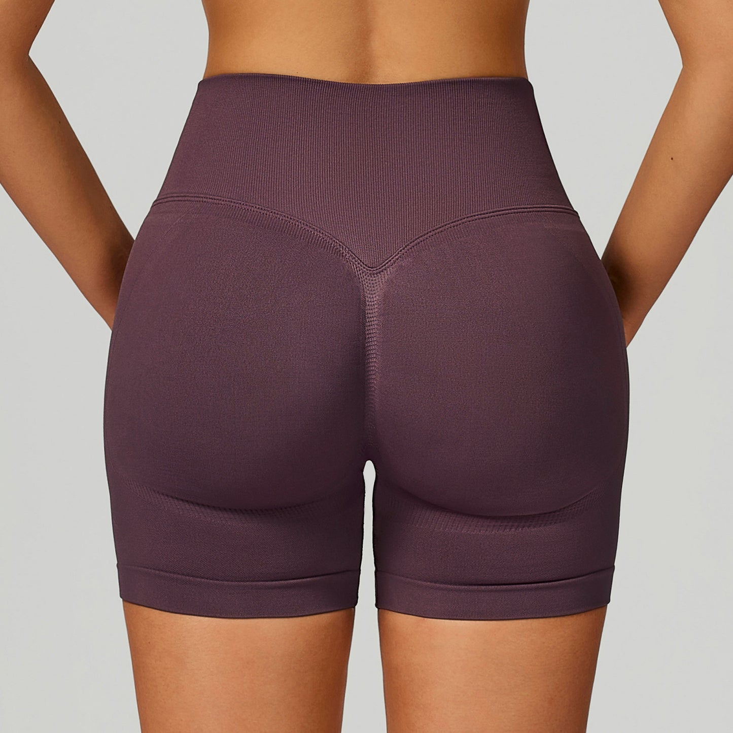 Seamless Yoga Contrast Color Binding High Waist Tight Shorts
