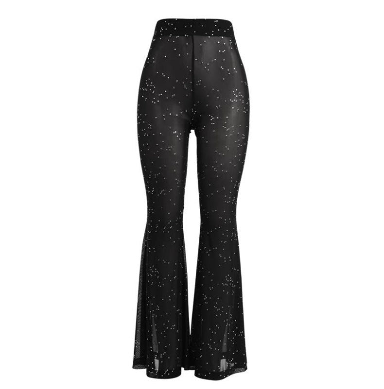 Spliced High Waisted Wide Leg Pants