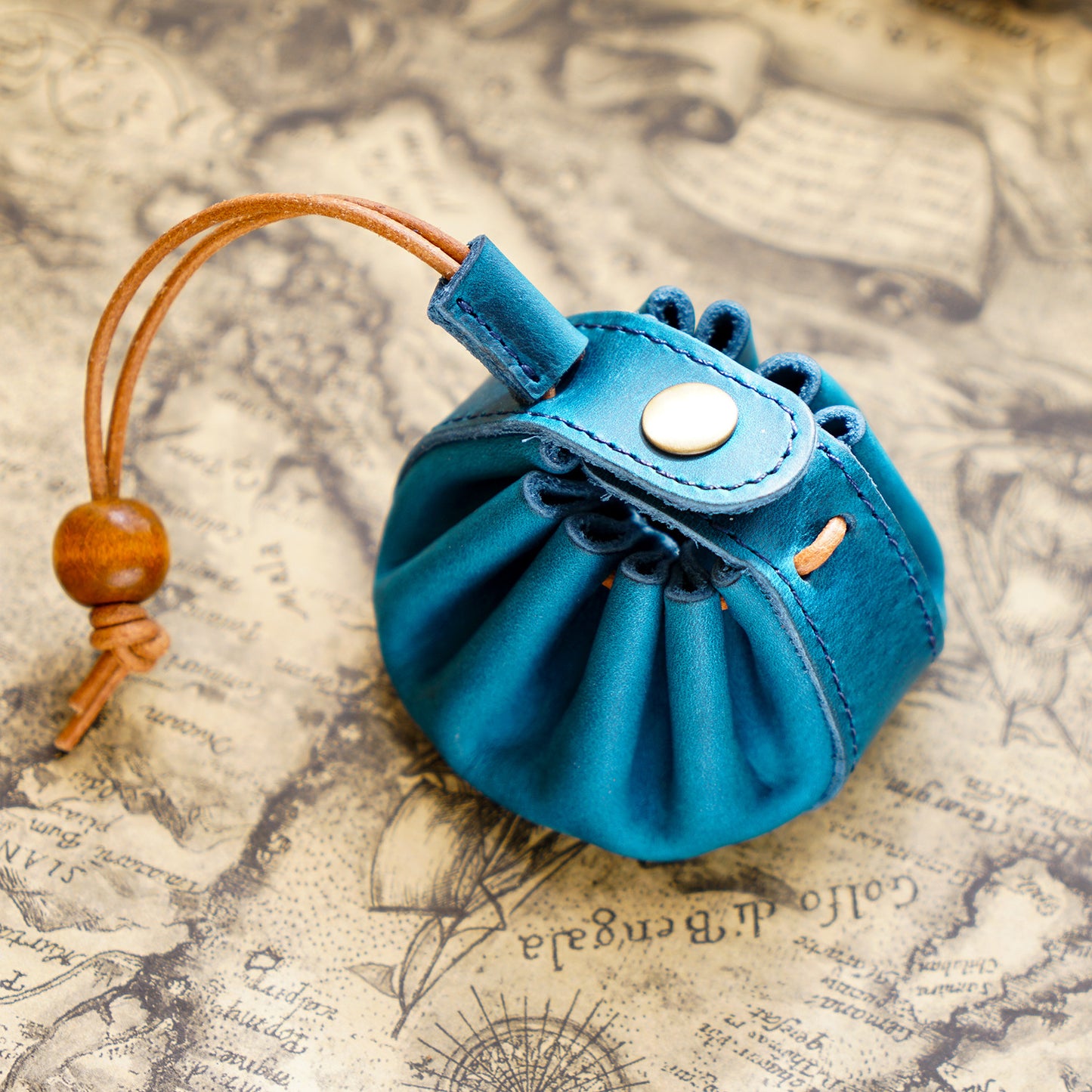 Handmade Top Layer Cowhide Zero Wallet Drawstring